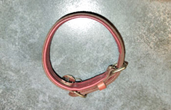 collier pour chien en cuir doublé Veau cousu au fil de lin - largeur 1,5 cm