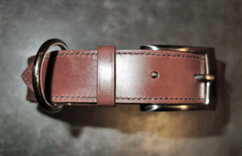 collier pour chien en cuir - cousu au fil de lin - largeur 2,5 cm