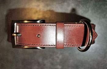collier pour chien en cuir cousu au fil de lin - largeur 2 cm