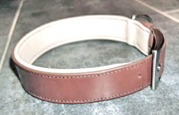 collier pour chien en cuir doublé veau cousu au fil de lin - largeur 4,5 cm